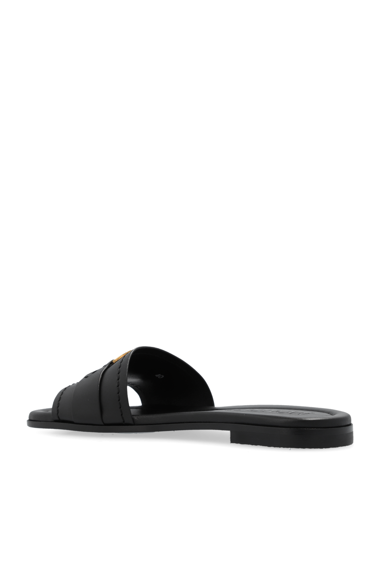 【関送無料】 Moncler Black Bell flat sandal Moncler Bell Buckle Sandal in Black | FWRD